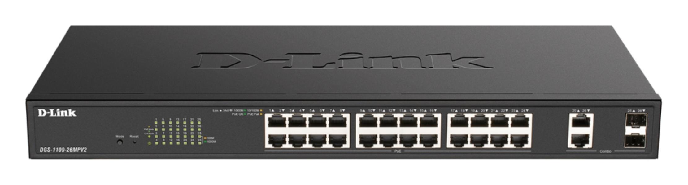 D-Link DGS-1100-26MPV2 Network Switches - Black